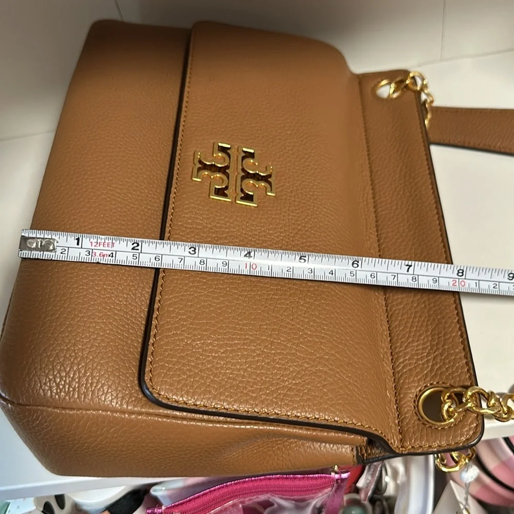 Tory Burch Britten Flap Shoulder Bag— Bark/209 - Picture 12 of 14